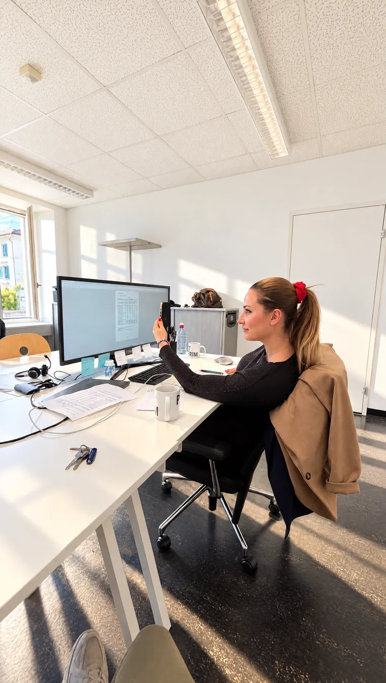 Martina Wirz am Schreibtisch im Storey-Büro